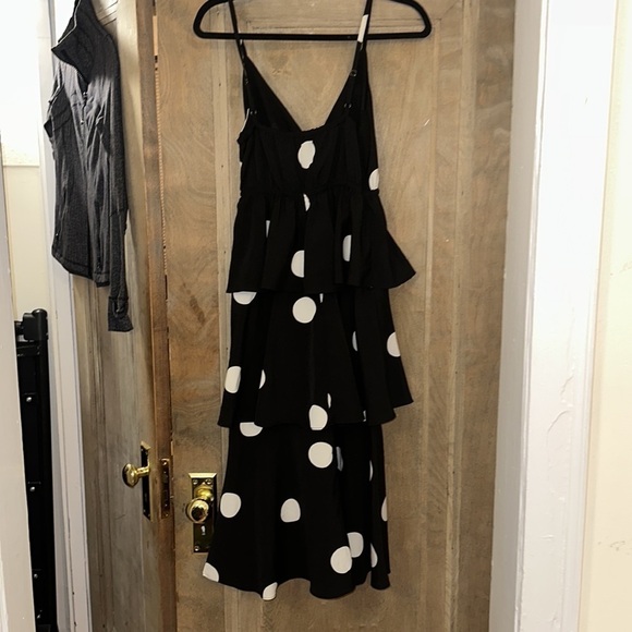 O.P.T. Cava Black and White Polka Dot Tiered Midi Dress - Picture 7 of 7